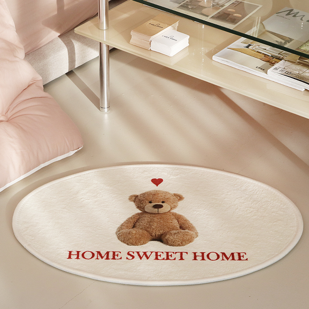 [DTP] 코튼라이크 하트테디 타원 발매트