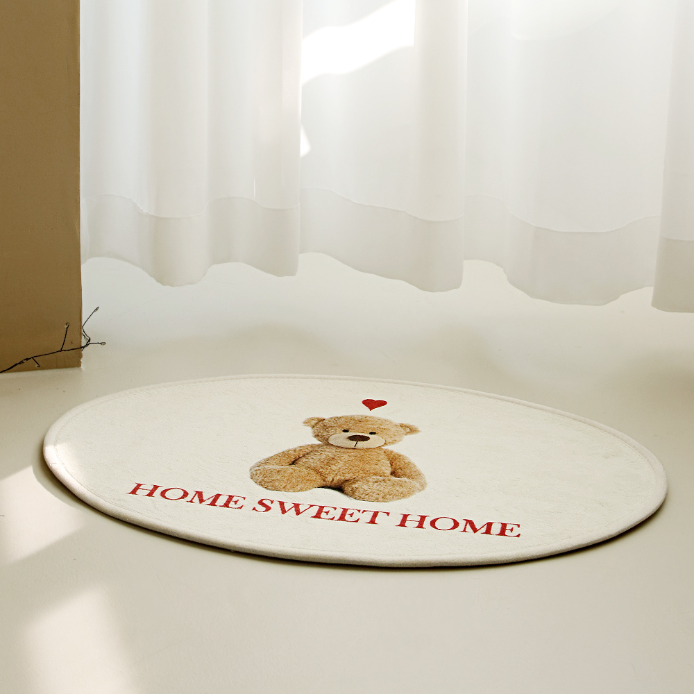 [DTP] 코튼라이크 하트테디 타원 발매트