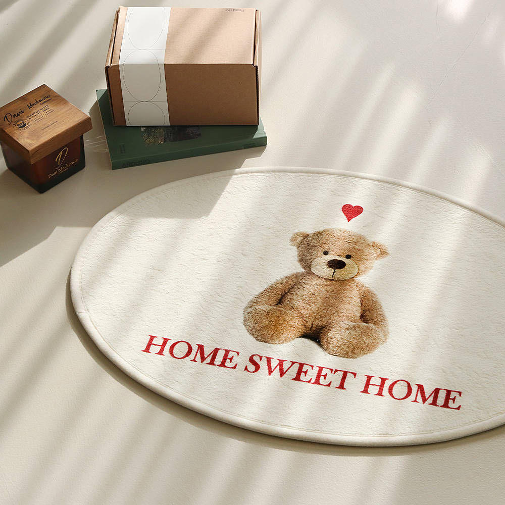 [DTP] 코튼라이크 하트테디 타원 발매트