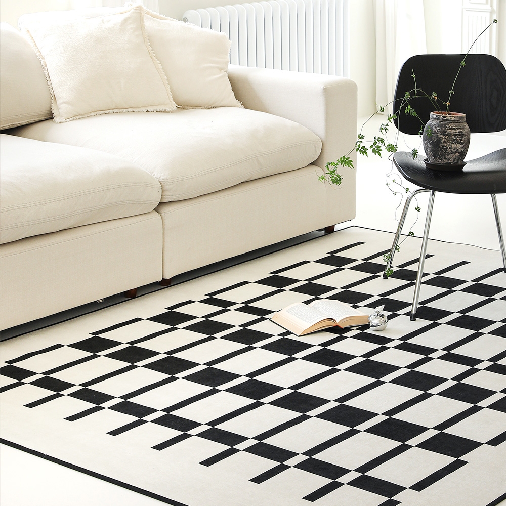 셔닐 포인트 체크스퀘어 미드센츄리 러그