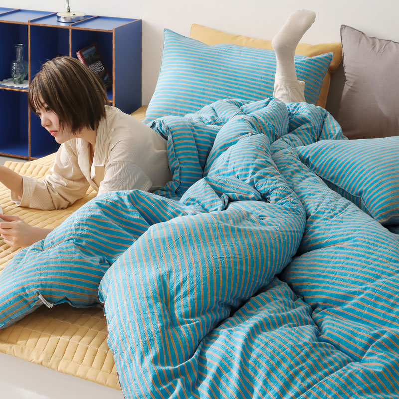 핀스트라이프 순면 선염 차렵이불Set