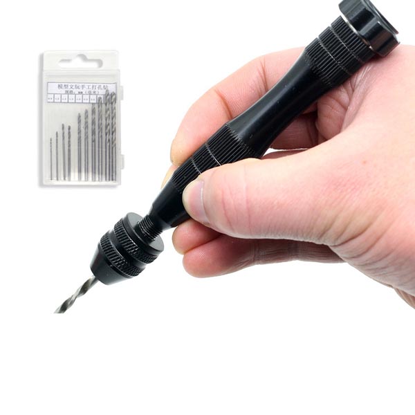 핸드 드릴 + 드릴날 세트(블랙)