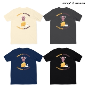 코튼라이크 세미오버핏 남녀공용 티셔츠 - 치즈 쥐