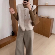 단추 니트 조끼 봄 가을 여성 레이어드 데일리룩 니트베스트