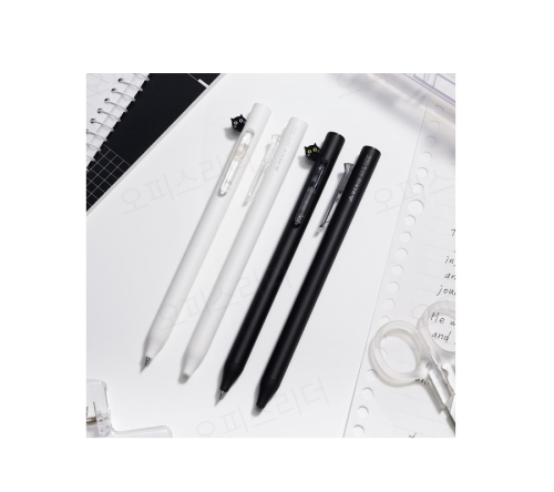 오발 메뉴 하이앤씨 고양이캐릭터 노크식볼펜/0.5mm