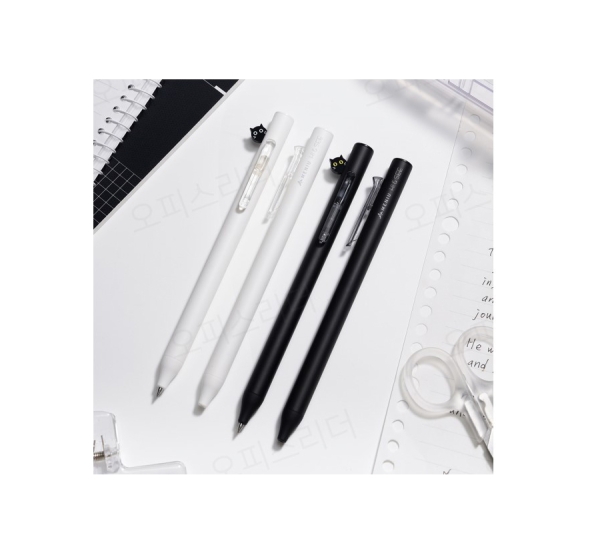 오발 메뉴 하이앤씨 고양이캐릭터 노크식볼펜/0.5mm