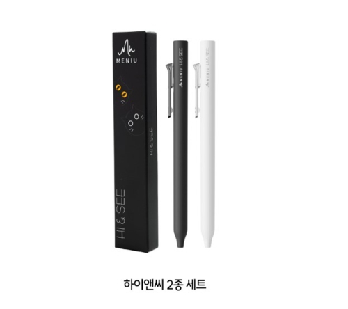 오발 메뉴 하이앤씨 고양이캐릭터 노크식볼펜/0.5mm 2종세트