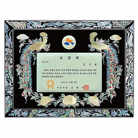 SP14-364A/천연진주자개상패(공작)
