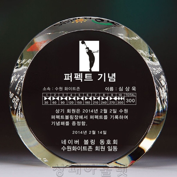 볼링 퍼펙트상패