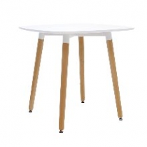 VFT-800 화이트 사각테이블+원목다리 [상판라운딩]