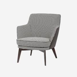 퀸즈암/체크패브릭/후면 브라운PU