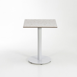 모던 테라조 테이블 (화이트 원형 평판다리)