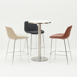 실버 엣지 테이블 (스테인리스 바 테이블 다리)/화이트