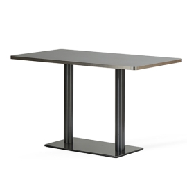 실버 엣지 테이블 (스텐 사각다리 기둥2개)/실버블랙