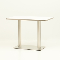 실버 엣지 테이블 (스텐 사각다리 기둥2개)/화이트