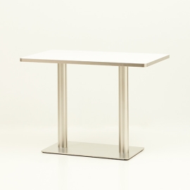 실버 엣지 테이블 (스텐 사각다리 기둥2개)/화이트