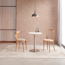 화이트 원형 자작 테이블 (스텐 원반 다리)