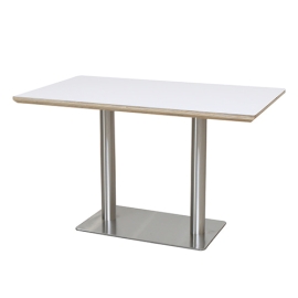 화이트 자작 테이블 (스텐 사각다리 기둥2개)