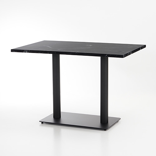 MDF 블랙 스톤 테이블 (사각평판다리 기둥2개)/블랙