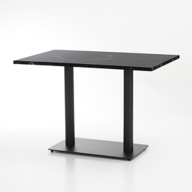 MDF 블랙 스톤 테이블 (사각평판다리 기둥2개)/블랙