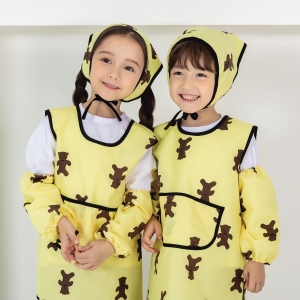 쿠키곰요리복 옐로우[앞치마+두건+토시]