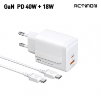 엑티몬 가정용 PD 40W 충전기 (C + USB 포트) (C to C) MON-PD40W-CU-T7