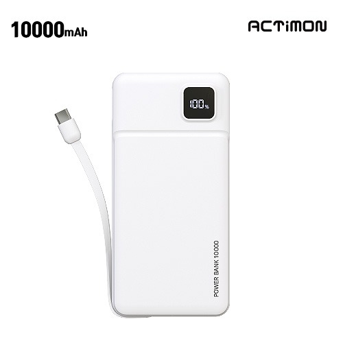 엑티몬 C타입 일체형 보조배터리 10000mAh C PIN M-LCD-P10000
