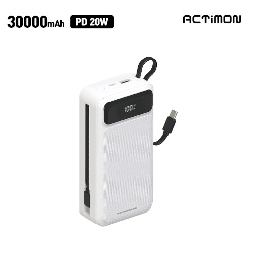 엑티몬 PD20W 듀얼 일체형 보조배터리 30000mAh C PIN M-LCD-PD20W-30000