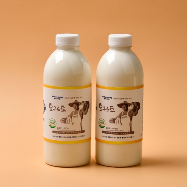 요구르트 (가당) 1,000ml 2병 (무첨가, 프리미엄 요거트)