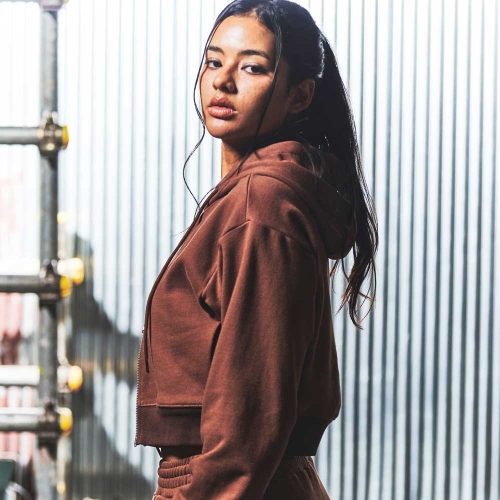 레트로 우먼스 크롭 후드집업 브라운 GA5730 BR