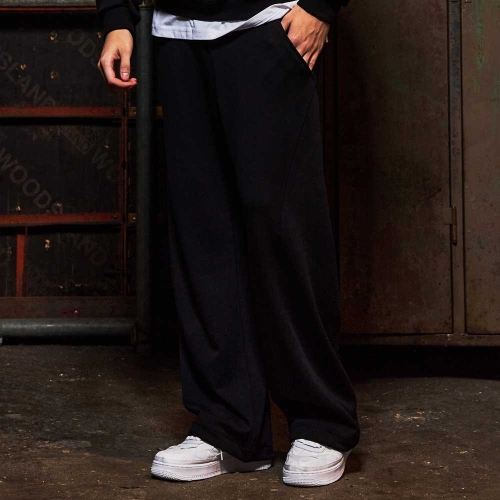 레트로 커브드 스웨트 팬츠 블랙 GA5752 BK