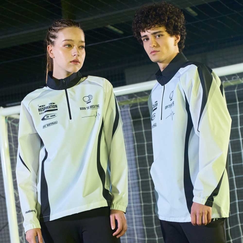 풋볼 배색 포인트 하프집업 화이트 GA6543 WH