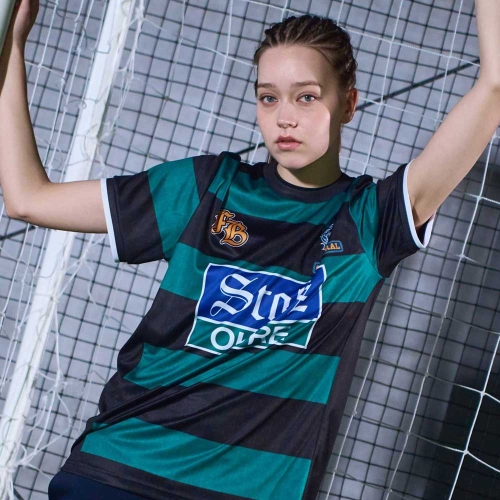 풋볼 트레이닝 스트라이프 숏슬리브 져지 블랙그린 GA6620 BK