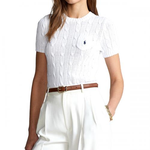 폴로랄프로렌 우먼 케이블 반팔니트 WHITE