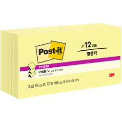 포스트잇 팝업 리필용 노트 알뜰팩 KR330-12SSCY (76 X 76mm/12패드)