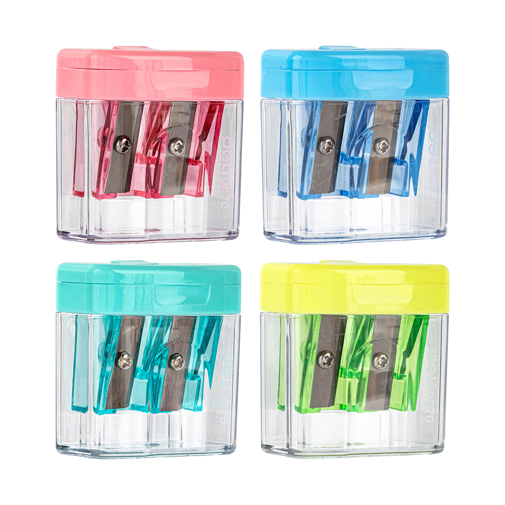 코미코 투명 사각 미니 2홀 휴대용 연필깎이 E0576