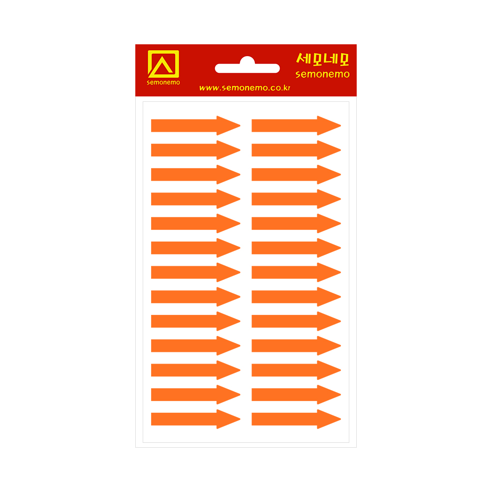 10-604FR 화살표 스티커 형광적색 (7매)