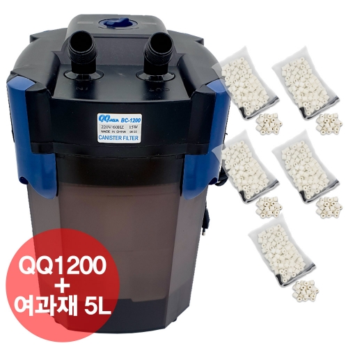 QQ아쿠아 외부여과기 QQ1200 + 여과재 5리터 풀세트 BC1200