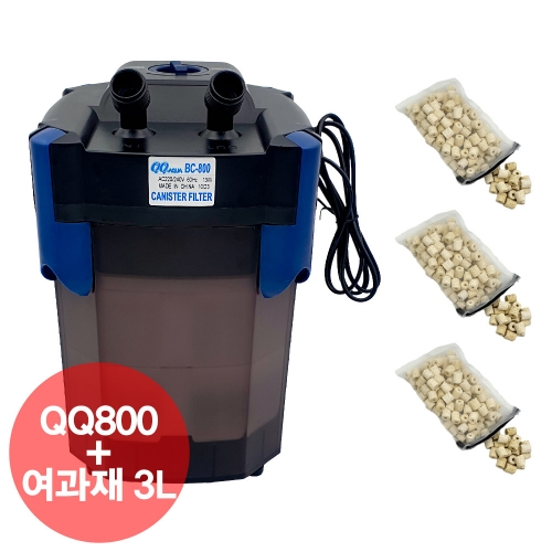 QQ아쿠아 외부여과기 QQ800 BC800 + 팝콘 링 여과재 3리터 풀세트