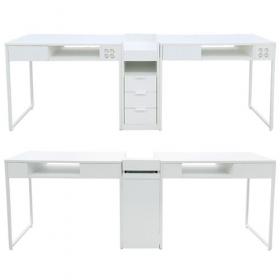 [나인] 2인 테이블 세트W2100고급 무광 패트유리상판 포함