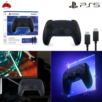 PS5 소니 듀얼센스 무선 컨트롤러 미드나이트 블랙 + PC용 USB 케이블