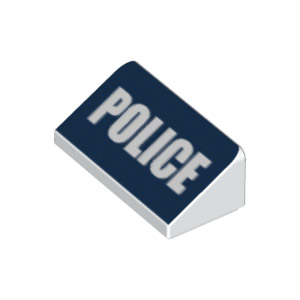 [레고부품] 흰색 경사 30 1 x 2 x 2/3 - 진한 파란색 배경에 흰색 `POLICE` 패턴 6100792 85984pb070