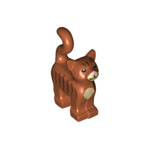 [레고부품] 진한 오렌지색 고양이 - 진한 모래색 가슴, 밝은 핑크색 코 패턴 6057751 13786pb02
