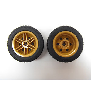 [레고부품] 펄 골드색 휠 30.4mm d. x 20mm 과 검정색 타이어 43.2 x 22 ZR (56145 / 44309) 56145c01