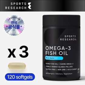 스포츠리서치 오메가3 미니젤 625mg 120소프트젤 x3병
