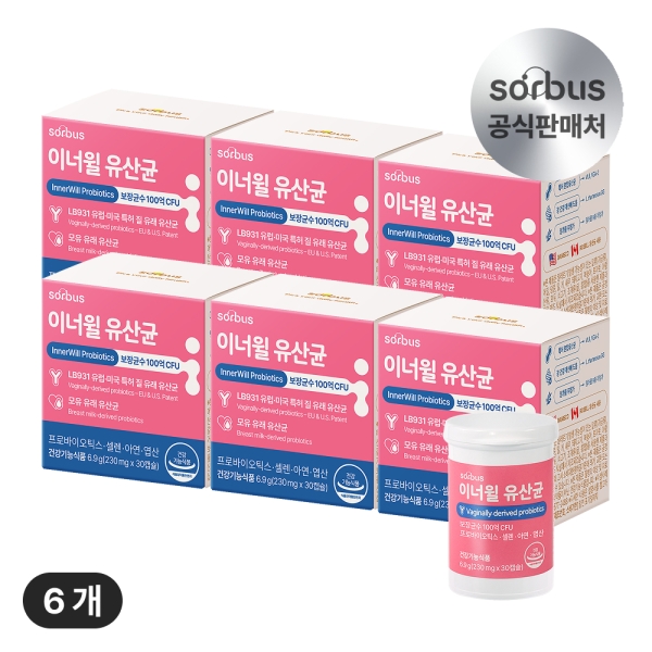 소버스 질 유래 유산균 이너윌 100억 CFU 6개월