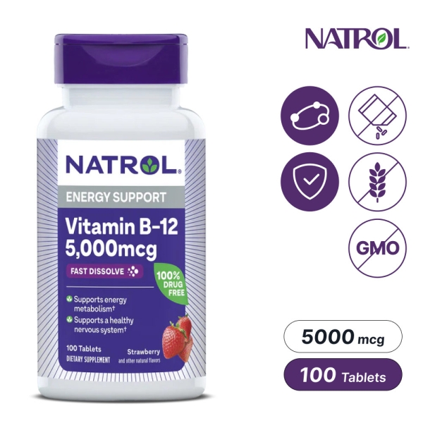 나트롤 비타민B12 5,000mcg 딸기맛 100정