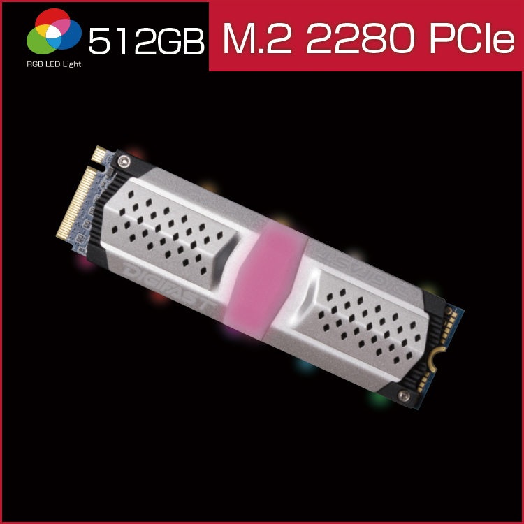 DIGIFAST Knight 512GB M.2 NVMe RGB SSD - Gen3x4 PCIe, M.2 2280, Toshiba BiCS3 NAND
