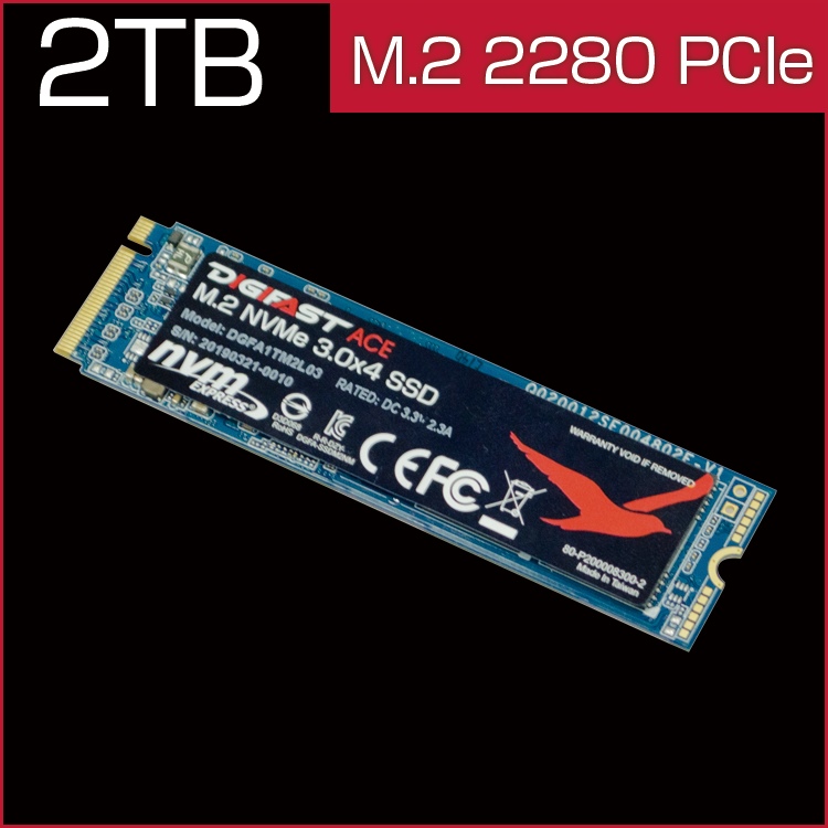 DIGIFAST Ace 2TB M.2 NVMe SSD - Gen3x4 PCIe, M.2 2280, Toshiba BiCS3 NAND