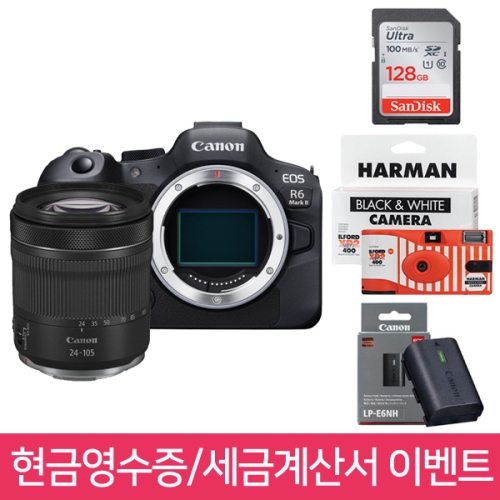 🚀서울 퀵 무료🚀🚀1000대 판매돌파🚀 캐논 EOS R6 Mark II + RF 24-105mm F4-7.1 IS STM KIT ⭐재고보유⭐ + SD 128GB + 보호필름 + 세무 융 & 포토리뷰 일회용 카메라 증정 🎁 정품등록 프로모션 진행 중 🎁~ 9/16까지 현금영수증, 세금계산서 신청 시 ⭐LP-E6NH 정품 배터리⭐ 증정! 🎁